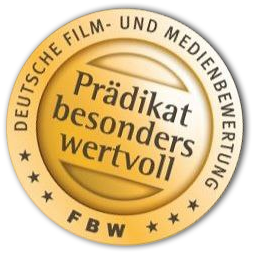 Gold circular FBW seal reading “Prädikat: besonders wertvoll” (German Film and Media Rating)
